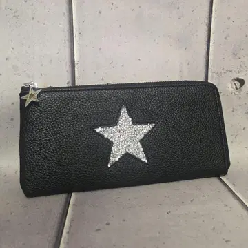 성숙/러블리 반짝이는 별 디자인! 슬림하지만 대용량인 L자 지퍼 장지갑