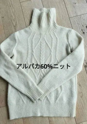일본제 아쿠아 스큐텀 알파카 60% 터틀넥 니트