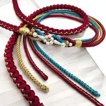 후리소데 꽃 펄 비즈 허리띠 빨간색 핑크 터콰이즈 블루 골드 #1490