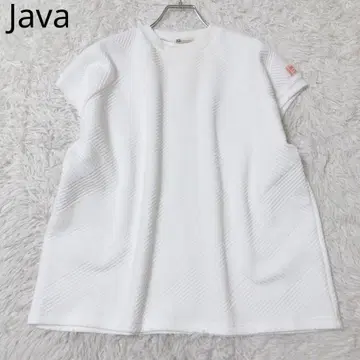 자바 티셔츠 스트라이프 프렌치 슬리브 캐주얼 심플 화이트