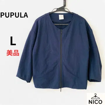 푸플라 PUPULA 노카라 자켓 집업 40 네이비