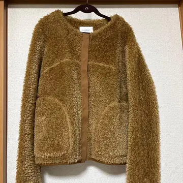 브라운 플리스 노카라 자켓