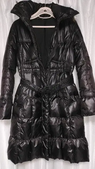 후드 부착 롱 다운 코트 블랙 빅 사이즈 (13호)