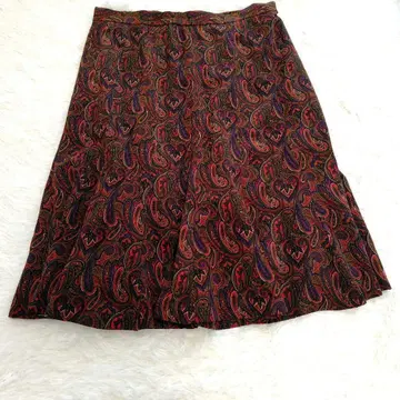 페이즐리 무늬 플레어 스커트 종아리 기장 17호 빅