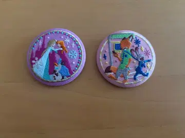 디즈니 자수 캔뱃지 2 주토피아 & 안나