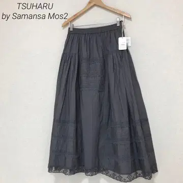 TSUHARU 택 포함 리버 레이스 절개 개더 스커트