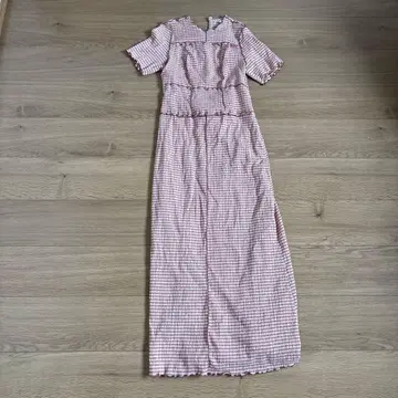 SNIDEL 체크 무늬 반팔 롱 원피스