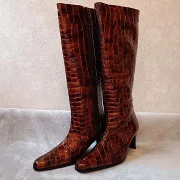 COCCO FIORE 브라운 크로커다일풍 롱 부츠