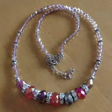 비즈 크리스탈 목걸이 핑크 계열