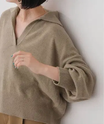 [Spick and Span] 울 혼방 피케 셔츠 풀오버 베이지