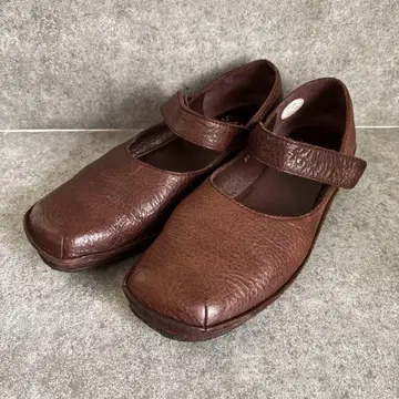 새상품급 SAYA 사야 스트랩 펌프스 플랫슈즈 23.5cm 천연 가죽