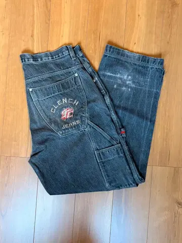 CLENCH JEANS 그레이 데님 와이드 핏