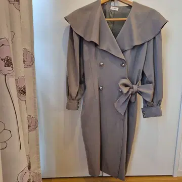 그레이 더블 브레스트 원피스