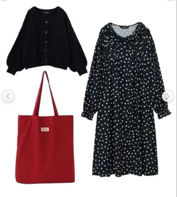 핑크하우스 새상품급 도트 벨트 포함 원피스 셔츠 원피스