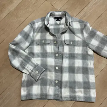 타미힐피거 체크 무늬 셔츠 자켓 S