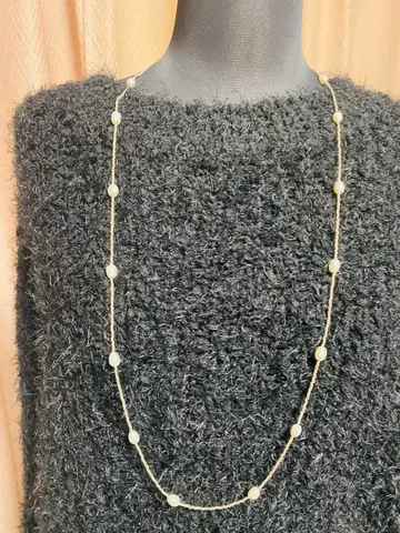 담수 진주 비즈 롱 목걸이