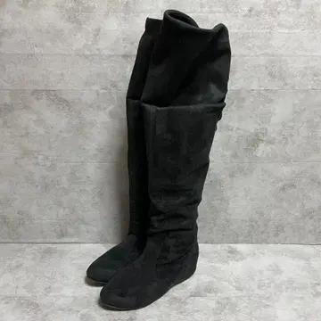 롱부츠 (M) 니하이부츠 백 레이스업 플랫 블랙