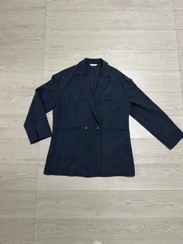 네이비 멜란지 더블 브레스트 테일러드 자켓