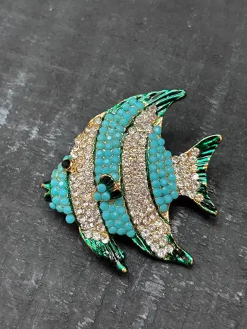 터콰이즈 물고기 모양 브로치 새상품