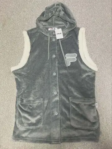 [ 미사용 새상품 ] FILA 후드 부착 베스트 그레이 L 울트라 웜