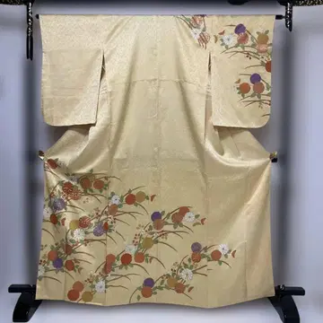 No.2892 순수 실크 금채 꽃 문양 호몬기 새상품급