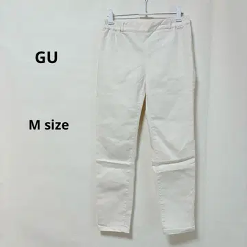 GU 지유 크롭 레깅스 팬츠 M 화이트 허리밴딩