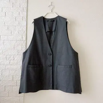 미즈이로 인드 딥 V넥 와이드 베스트/차콜 그레이