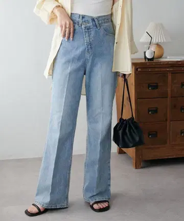 US 코튼 데님 세미 플레어 팬츠