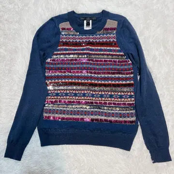 [컨디션 최상] 마크제이콥스 니트 눈꽃 패턴 긴팔 울 네이비