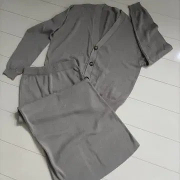 니트 가디건 스커트 세트 니트 셋업 그레이 베이지 L