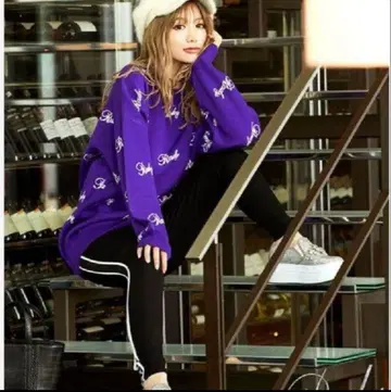 Redy 로고 니트 오버 사이즈 보라색 퍼플 프리 사이즈