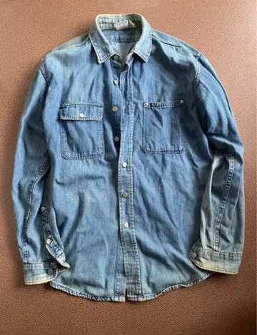 프렌티스 80s 데님 셔츠 빈티지 색빠짐
