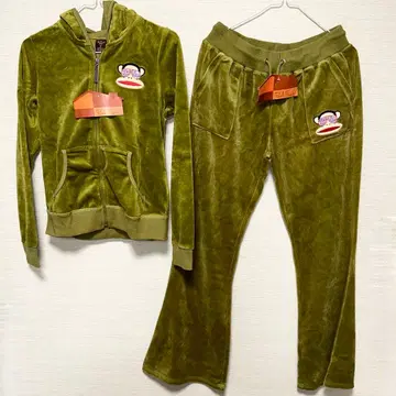 Paul Frank 상하의 셋업 벨로아 자수 카키 올리브 그린