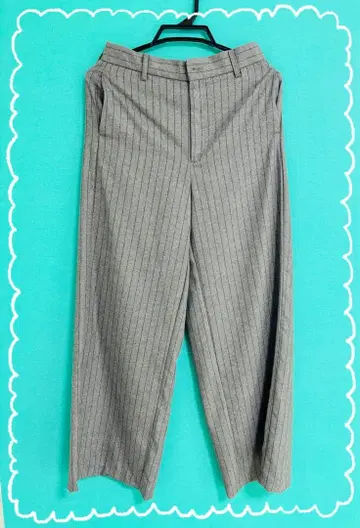 그레이 스트라이프 와이드 팬츠