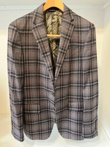 ETRO 에트로 체크 무늬 테일러드 자켓 48 브라운