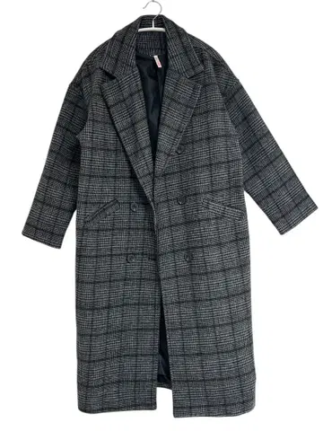 체스 코트 더블 브레스트 체크 무늬 그레이