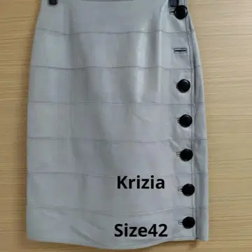 Krizia 그레이 가죽 타이트 스커트 42
