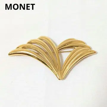 MONET 브로치 나뭇잎 보타니컬 부채 빈티지 앤티크