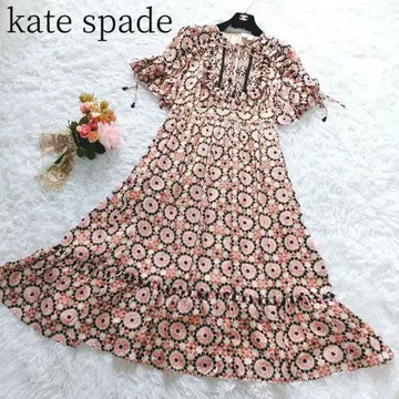 [ kate spade ] 실크 혼방 롱 원피스 꽃무늬 플레어
