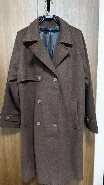 오버 사이즈 멜톤 래글런 슬리브 롱 트렌치코트