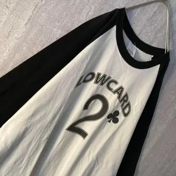 US 구제 의류 T셔츠 로우 카드 와이드 소매 래글런 아치 로고 화이트