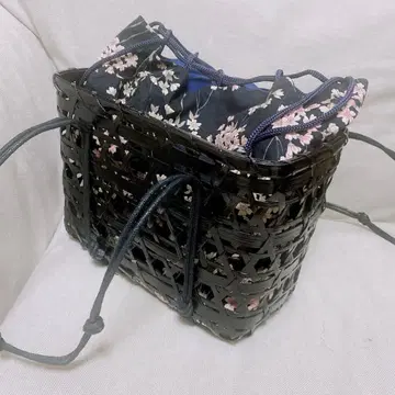 일본 의류용 가방 블랙 컬러 격자무늬 짜임