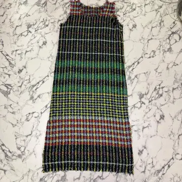 체크 무늬 니트 원피스