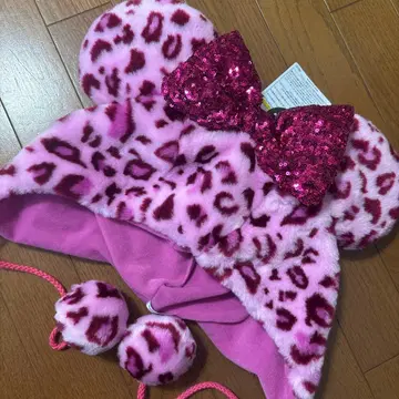 디즈니 팬 캡 레오파드 무늬 핑크