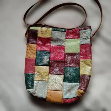 이비자 패치워크 오스트리치 숄더백