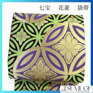 미착용 칠보 하나비시 금실 후쿠로 오비 후리소데 오비 기모노 041a p