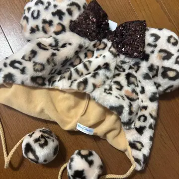 디즈니 팬 캡 레오파드 무늬 브라운
