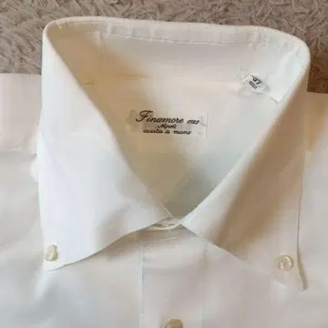 Finamore 화이트 드레스 셔츠 긴팔 버튼 다운