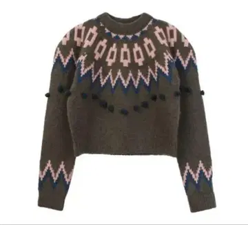 미사용 새상품 노르딕 무늬 니트 브라운