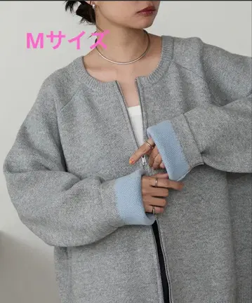 MONO MART 바이컬러 배색 더블 페이스 루즈 니트 가디건